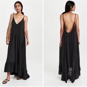 9 Seed Paloma Ruffle Gauze Maxi Dress Coverup Black